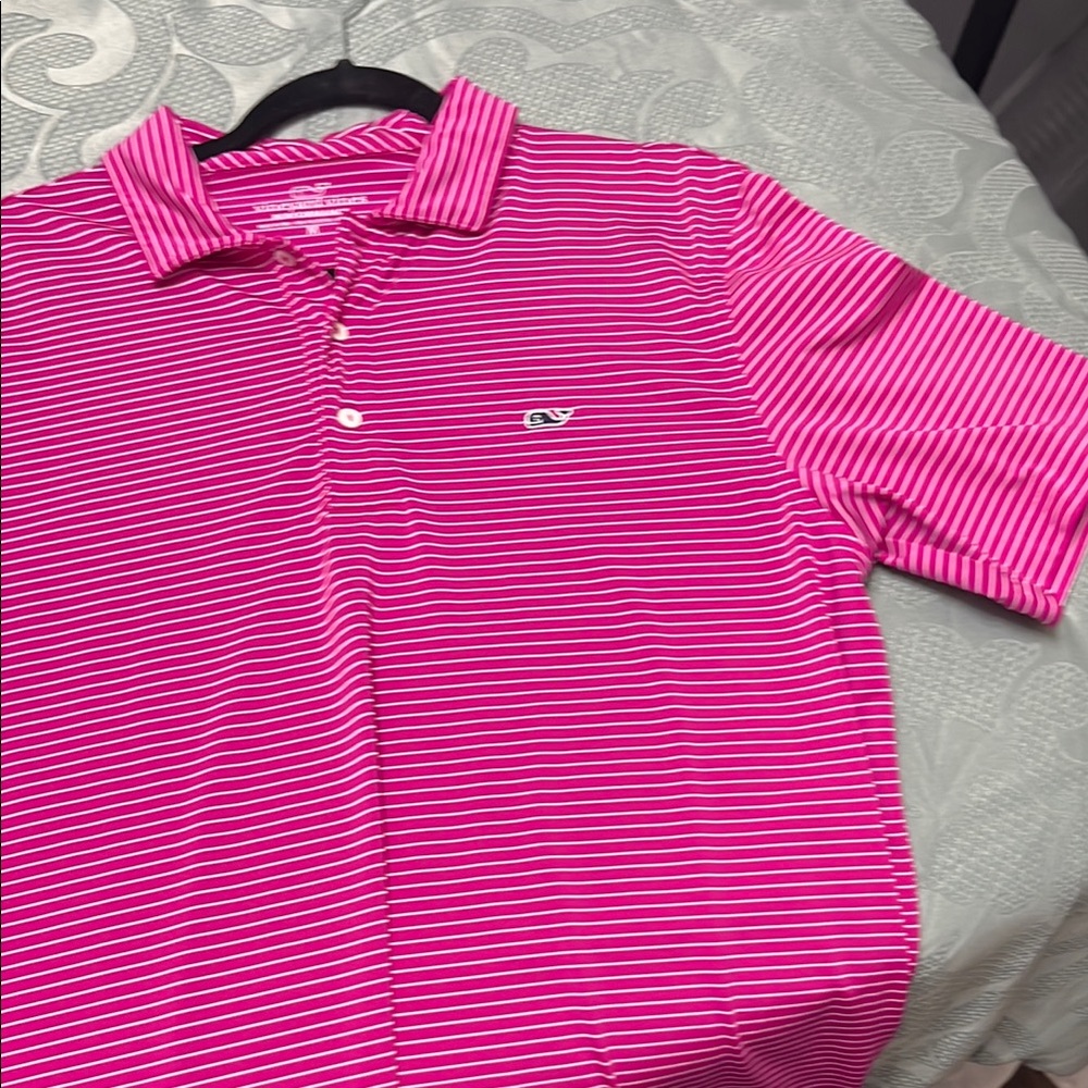 Vineyard Vines Men’s Pink Striped Polo Shirt